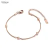 Bracelets de cheville FlyMango Bohême En Acier Inoxydable Perles Chaîne Charme Pour Femmes Filles À La Mode Or Rose Couleur Pied Plage Bijoux FA19028