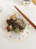 Plates Kitchen Utensils South Korea's INS Tulip Glass Plate Vintage Girl Heart Flower Dessert Snack Dish Fruit Salad Dinner