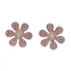 Stud Earrings Purple Crystal Flower Plating 14k Gold Color Women Fashion Small Fresh Banquet JewelryStud