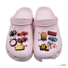 Acessórios para peças de sapatos séries de corridas Croc Charms PVC Cartoon ShoCharms Buckle Beach Decoração de Botão Partema Drop Deliver
