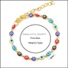 Link Chain Turkish Evil Eye Bracelets Women Handmade Lucky Blue Eyes Female Charm Fashion Bracelet Friendship Jewelry Drop Delivery Dh16R