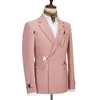 Ternos masculinos Blazers Cenne des Graoom Casat Design Dapper Style Metal Side Buckle Men Pink Men 2 Peças Set Dinner Party 230130