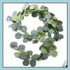 Decorative Flowers Wreaths Dense Leaf Artificial Eucalyptus Garland Faux Silk Leaves Vines Handmade Greenery Wedding Backdrop Arch Dhw9M