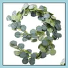 Decoratieve bloemen kransen dichte blad kunstmatige eucalyptus slinger faux zijden bladeren wijnstokken handgemaakte groene bruiloft achtergrond boog dhw9m