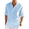 Men's T-Shirts Men's Linen Long Sleeve Shirt Loose Casual T-Shirt Long Sleeve Cotton Linen Shirt Tops Plus Size 230130