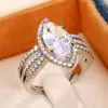 Wedding Rings Huitan Sparkling Cubic Zirconia For Women Unique Design Modern Fashion Engagement Party Luxury Jewelry Bulk