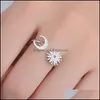 Band Rings Fashion Hand White Gold Color Star Moon Ring L￤mplig f￶r br￶llopsfest Kvinnor smycken Micro Set Open Bdehome Drop Delivery DHZQF