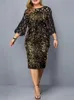 Plus size Dresses Party Dress Size Ladies Midi Sequin Mesh Long Sleeve Lace Elegant Bodycon XL4XL 5XL Evening For Women Summer 230130