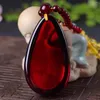 Pendentif Colliers Mode Charme Sang Ambre Goutte Collier Femme Homme Bijoux Naturel Baltique Rouge Cadeau Bijoux