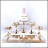 Andere bakware goud 39pcs elektroplate bruidstaartstandaard set cupcake display dessert verjaardagsfeestje bord rack drop levering home g otgfq