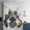Gardin rockmusik trumgitarr rent fönster för vardagsrum sovrum balkong enkla tryckta tyllgardiner gardiner