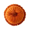 Oreiller rond doux velours rose Orange solide sol Pad 35x35 cm jupe frange artisanat décoration de la maison canapé chaise voiture décor