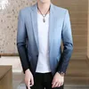 Męskie garnitury Blazers Men gradient marynarka 2023 Autumn Korean Casual Single Burzy Blazer Ropa Hombre Fashion Slim Fit Long Sut