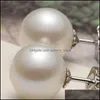 Stud Big Size Pearl 121m knop Freshwater White 925 Sterling Sier Simple Studs Earrings dames schoonheid sieraden 630 Q2 drop levering dhnkz