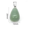 Pendant Necklaces 1pc Water Drop Natural Crystal Stone Healing Agates Quartz Green Aventurine For Reiki Jewelry Making Accessories