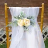 Decoratieve bloemen Weddingstoel Bloemdecor Kunstrangschikking Back Bread Pew Party With Chiffon Ribbons