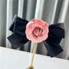 Brooches Korean Fabric Camellia Flower Brooch Cloth Art Bow Tie Fashion Jewelry Shirt Dress Collar Pins For Women Accessories