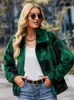 Kvinnorjackor 2023 Kvinnor Winter Lapel Collar Long Sleeve Tops Casual dragkedja Plaid Velvet Fleece förtjockad Y2K -kläder HARAJUKU -jacka