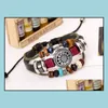 Andere Armbänder Mode Mtilayer Männer Perlen Leder Sonnenform Charms Geflochten für Frauen Vintage Punk Wrap Armband Schmuck Drop Deliv Othuf