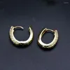 Hoop Earrings Women Desinger Inoxidable Gold Plated CZ Paved Oval For