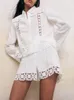 Women's Two Piece Pants Kumsvag Summer Women Sweet Suits 2 piece Sets White Lace Shirts Tops and Shorts Female Fashion Street pieces Clothing 230131