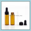 Förpackningsflaskor 5 ml Amber Glass Essential Oil Droper Mini tomt öga per kosmetisk vätskeprovbehållare DHS 1500 st/Lot Drop Deliv Dhha8