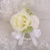 Flores decorativas Decoração de mão romântica Refinada Corsage Corsage Bride Wrist Lady Party Jewelry Pearl Bracelet Men's Business Desgaste