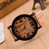 Armbandsur herrar trä klockor mode casual kvarts armbandsur romerska siffror trä pu läder gåvor till pojkvän klocka