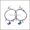 Bracelets de charme Butterfly Pingente Butterfly Bracelet Metal Groze Charms Bangles para mulheres meninas crian￧as 3365 Q2 Drop Delivery JE DHGR9