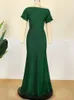 Robes de grande taille vert paillettes Maxi manches courtes Slash cou taille haute coupe ajustée sirène soirée tenues de fête d'anniversaire pour les femmes 230130