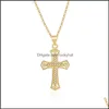 Pendentif Colliers Croix Jésus Gold Sliver Diamond Inlay Collier pour hommes et femmes Bijoux Accessoires Mode 7 6JH Q2 Drop Deliver Dhghp