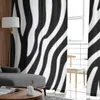 Kurtyna paski zebra skóra czarny biały wzór Sheer zasłony do salonu sypialnia Drapy Balkon z nadrukiem Tiul