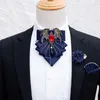 Bow Ties Original Retro Tie Brosch Set For Män kvinnlig brittisk koreansk formell klänning Krage Blommor Rhinestone Bowtie Pocket Handduk