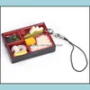 Party Favor Cute Simation Sushi Key Chain Keyring Fake Japanese Food Box Lanyard Keychain Handbag Pendant Ring Funny Toys PAF11148 D OTEDL