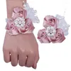 Ensemble de Corsage de fleurs de poignet de Simulation de fleurs décoratives pour le marié, accessoires créatifs faits à la main pour demoiselles d'honneur de mariage, fête