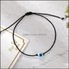 Cadeia de link para a m￣o artesanal Blue olho Bracelets Set With Card Red Black String Bracelet Kabh Protection Luck AMET para homens homens da fam￭lia Dhuto