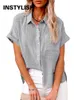 Blusas de mujer Camisas Casual Sólido Manga corta Algodón Lino Blusa suelta Vintage Harajuku Camisa de gran tamaño Túnica elegante Tops de verano Mujer 230131