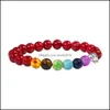 Fili di perline 7 Chakra Bracciale con perline in pietra naturale Simpatico braccialetto di amicizia con elefante Braccialetti con ciondoli Diffusore di olio essenziale Yoga Drop Deliv Otrau