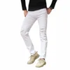 Jeans masculinos Godlines Likeu White Mens rasgou o botão de jeans de jeans preto de jeans preto 230131