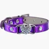 Hondenkragen bling Pet Collar ketting Verstelbaar gespeld leer voor kleine honden Crystal Heart Puppy -accessoires