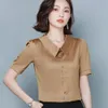 T-shirt femme bureau d'été dames chemise de travail femmes manches courtes tempérament satin soie blouse tops élégant femme basique fête 230131
