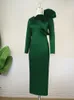 Plus size Dresses Size 4XL Long Dress for Women Ruffles High Waist Dark Green Robe Evening Birthday Wedding Party Event Ball Gowns Christmas 230130