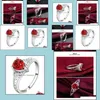 An￩is de an￩is solitados para mulheres zirconia c￺bica porcelana de casamento por atacado Crystal Red Sier Diamond Gemstone Drop Drop Jewelry Dh02n
