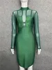 Casual Dresses Green Color Ladies HL Bandage Dress Long Sleeve Sexy Bodycon Mini Nightclub Birthday Party Vestido