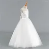 Vestidos de menina Flor fofa para casamentos A-line Scoop Tule Apliques Bow Long First Communion Little Kids Baby