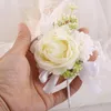 Flores decorativas Decoração de mão romântica Refinada Corsage Corsage Bride Wrist Lady Party Jewelry Pearl Bracelet Men's Business Desgaste