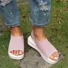 샌들 여성 여성 플랫폼 웨지 여성 슬립 여성 패션 솔리드 신발 여성 편안한 신발 플러스 사이즈 2023 여름