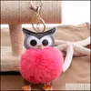 Keychains Bedanyards Creative Doublesididided Owl Hair Ball Key Ring fofo de bolsa pingente pingente de pompom pompom cartoon animal keyf dhlno