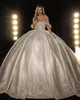 Arabic Luxurious Beads Wedding Dresses Ball Gown Off the Shoulder Lace Bridal Dress Applique Sequins Custom Made