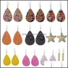 Dangle Chandelier Colorf Sequin Pu Leather Drop Earrings Bling Teardrop Star Shape Ear Rings For Ladies Women Designer Jewelry Deli Dhafy